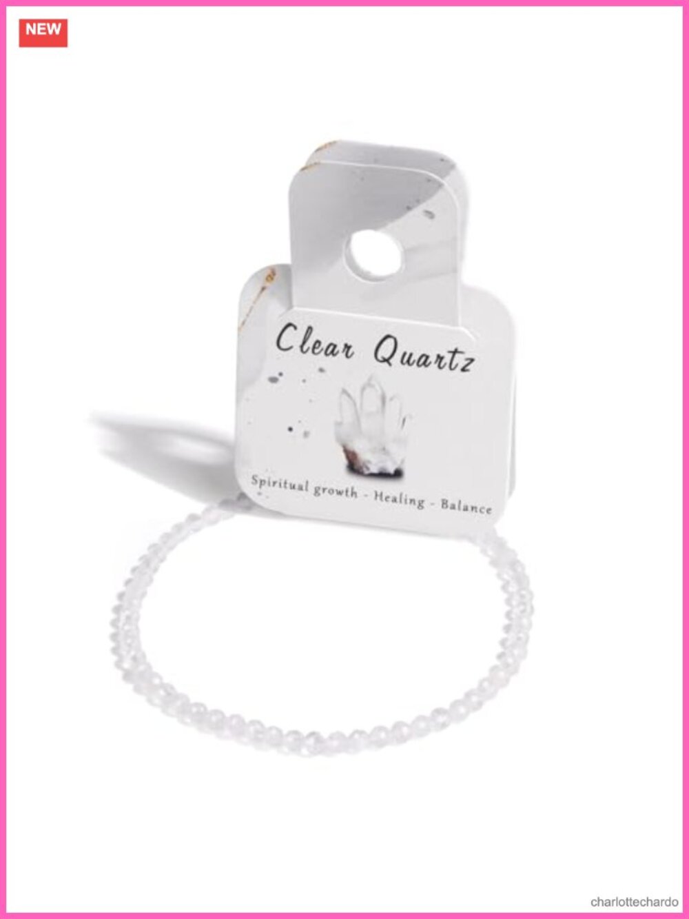 Natural Clear Quartz Beaded Bracelet Faceted 3mm Stretch Adjustable Handmade
